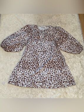 NWT The Tiny Big Sister Animal Print Puff Sleeve Dress - Size US 10
